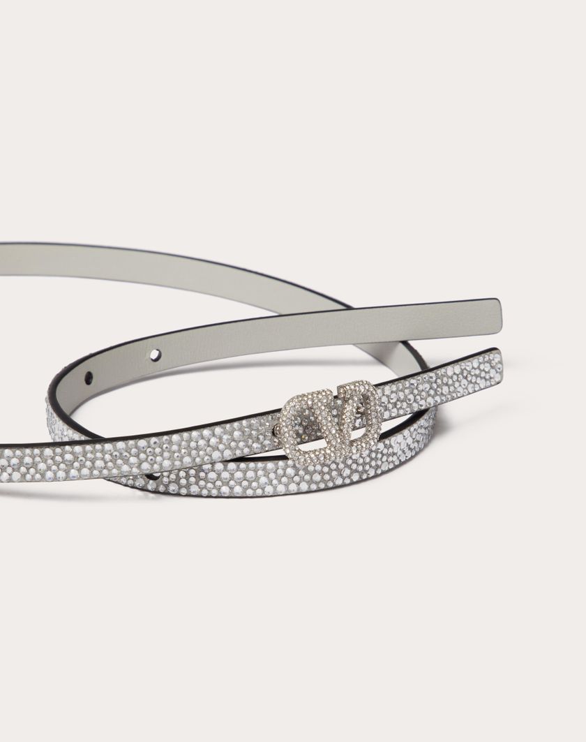 Valentino Handbags Cintura Vlogo Signature Con Cristalli 10 Mm per Donna in Crystal | Valentino IT Vendita Calda