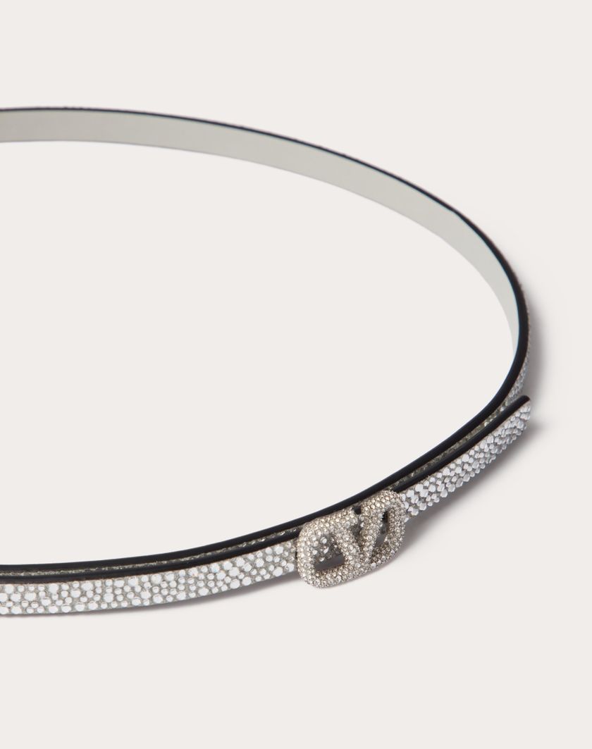 Valentino Handbags Cintura Vlogo Signature Con Cristalli 10 Mm per Donna in Crystal | Valentino IT Vendita Calda