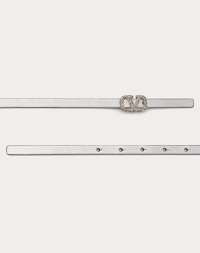 Valentino Handbags Cintura Reversibile Vlogo Signature In Vitello Metallizzato E Vitello Lucido 10 Mm per Donna in Argento | Valentino IT Vendita Economica