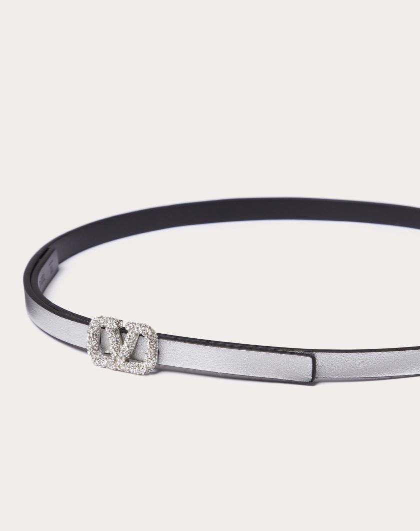 Valentino Handbags Cintura Reversibile Vlogo Signature In Vitello Metallizzato E Vitello Lucido 10 Mm per Donna in Argento | Valentino IT Vendita Economica