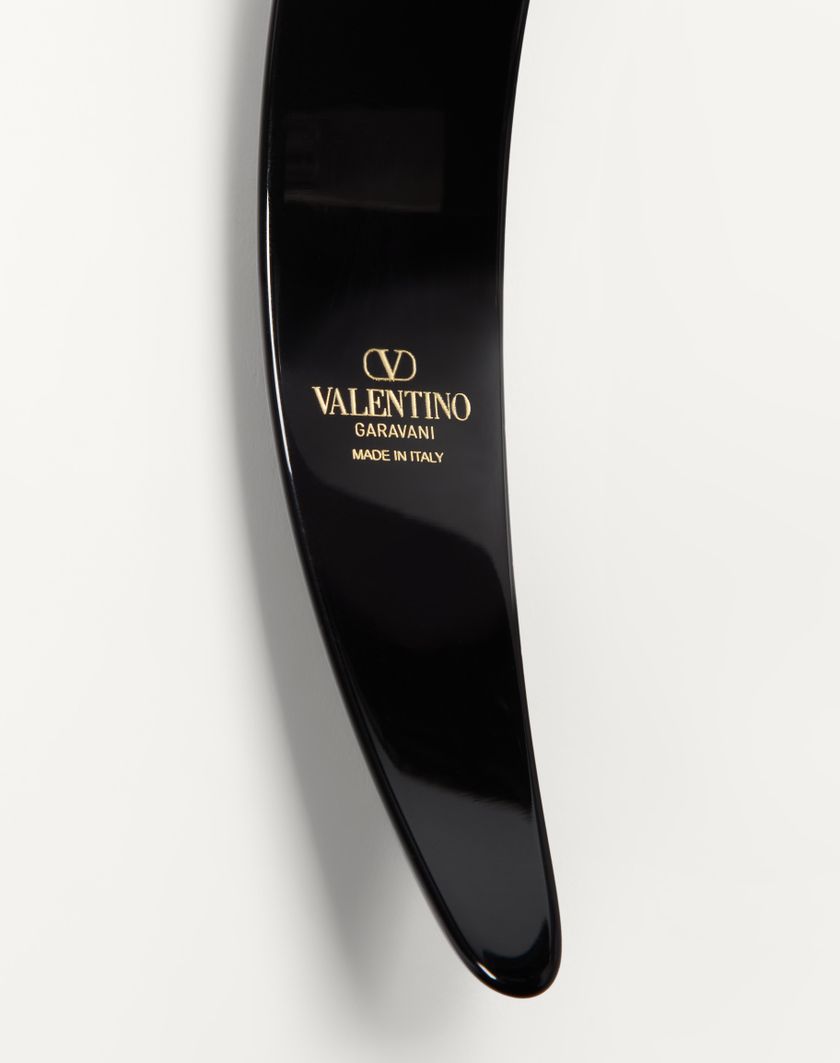 Valentino Handbags Cerchietto Vlogo Signature In Resina Metallo E Cristalli per Donna in Nero/oro/crystal | Valentino IT Negozio online di fabbrica