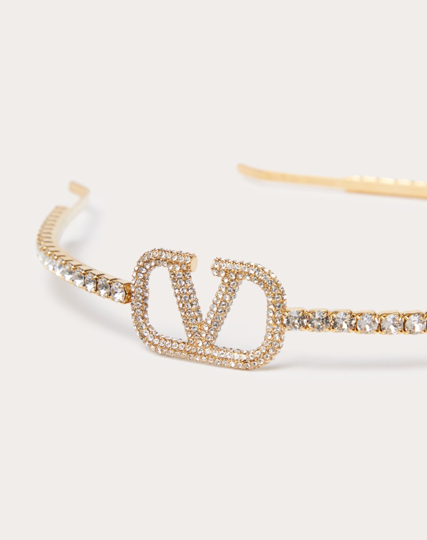 Valentino Handbags Cerchietto Vlogo Signature In Metallo E Cristalli Swarovski® per Donna in Oro | Valentino IT Comprare a buon mercato