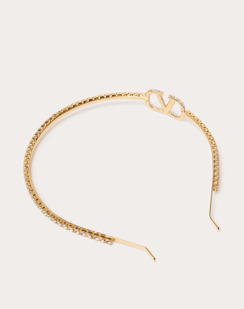 Valentino Handbags Cerchietto Vlogo Signature In Metallo E Cristalli Swarovski® per Donna in Oro | Valentino IT Comprare a buon mercato