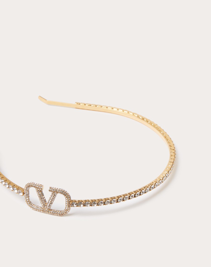 Valentino Handbags Cerchietto Vlogo Signature In Metallo E Cristalli Swarovski® per Donna in Oro | Valentino IT Comprare a buon mercato