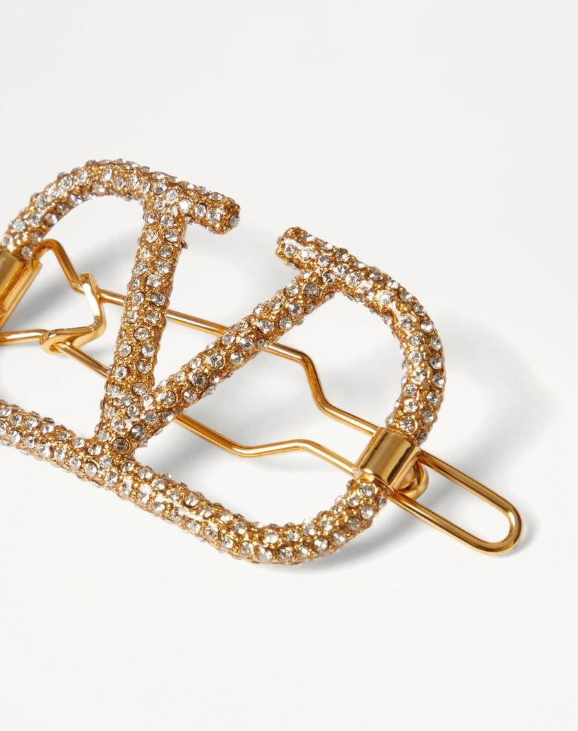 Valentino Handbags Fermaglio Per Capelli Vlogo Signature In Metallo E Cristalli Swarovski® per Donna in Oro | Valentino IT Grande vendita