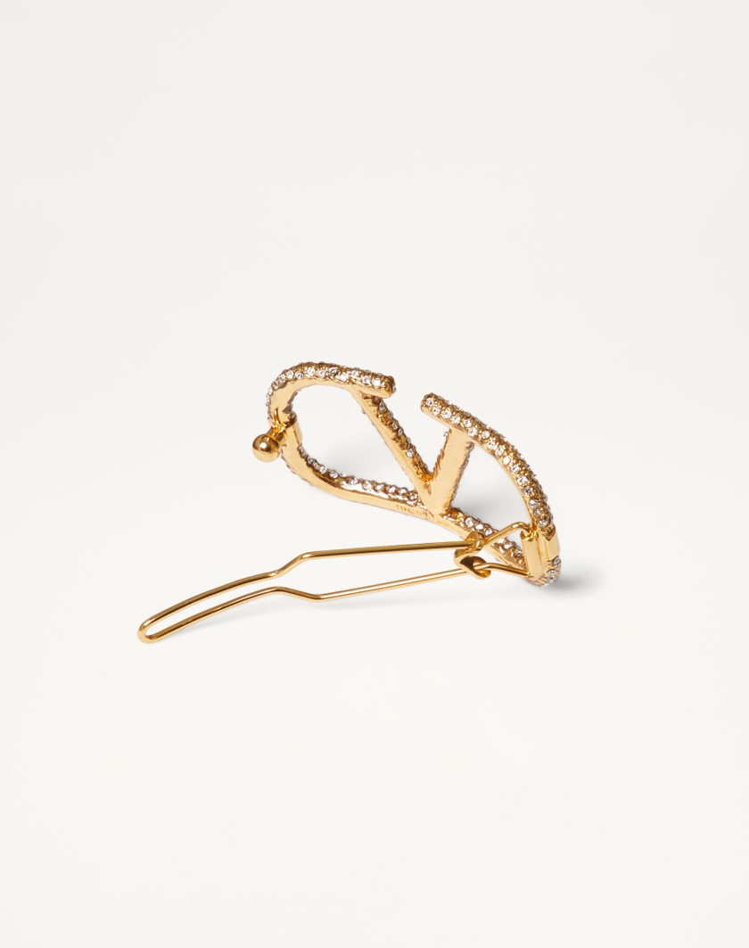 Valentino Handbags Fermaglio Per Capelli Vlogo Signature In Metallo E Cristalli Swarovski® per Donna in Oro | Valentino IT Grande vendita