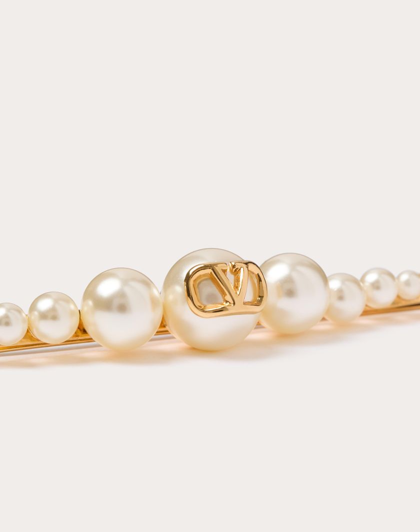 Valentino Handbags Fermaglio Per Capelli Vlogo Signature In Metallo E Perle per Donna in Oro | Valentino IT Cyber Monday