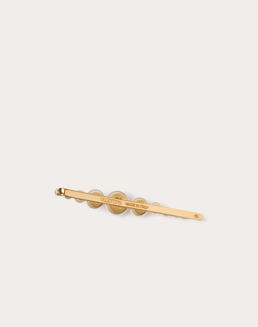 Valentino Handbags Fermaglio Per Capelli Vlogo Signature In Metallo E Perle per Donna in Oro | Valentino IT Cyber Monday