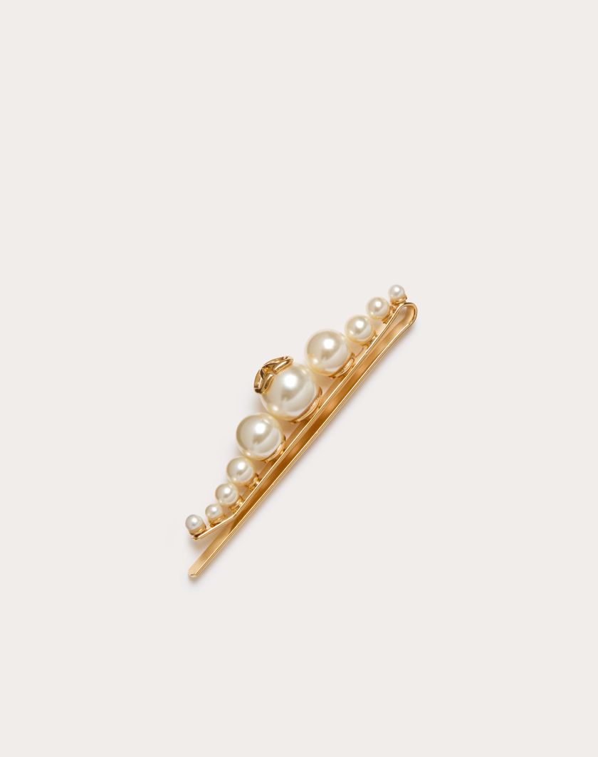 Valentino Handbags Fermaglio Per Capelli Vlogo Signature In Metallo E Perle per Donna in Oro | Valentino IT Cyber Monday