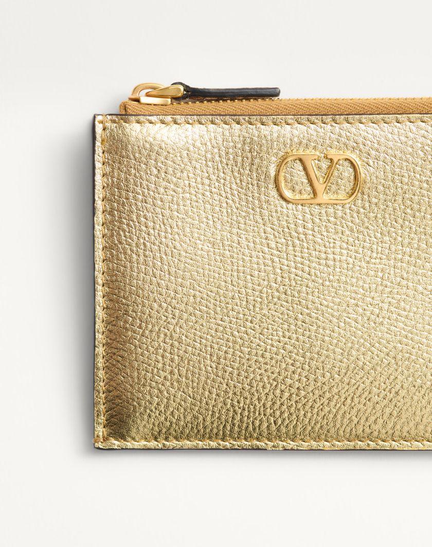 Valentino Handbags Portacarte Vlogo Signature In Vitello Granato Laminato per Donna in Antique Brass | Valentino IT Offerta Pasqua