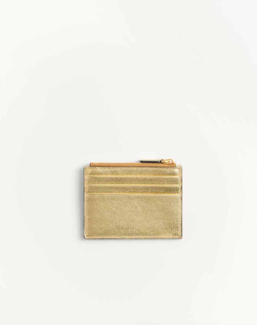 Valentino Handbags Portacarte Vlogo Signature In Vitello Granato Laminato per Donna in Antique Brass | Valentino IT Offerta Pasqua
