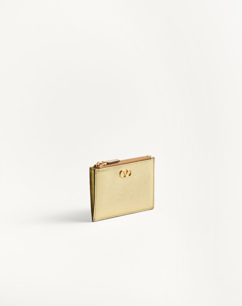 Valentino Handbags Portacarte Vlogo Signature In Vitello Granato Laminato per Donna in Antique Brass | Valentino IT Offerta Pasqua
