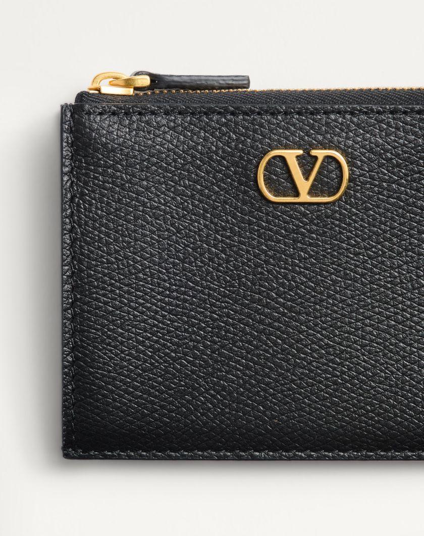 Valentino Handbags Portacarte Vlogo Signature In Vitello Granato per Donna in Nero | Valentino IT Offerta San Valentino