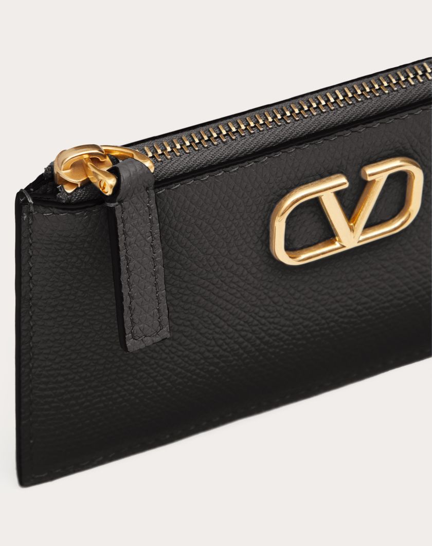 Valentino Handbags Portacarte Vlogo Signature In Vitello Granato per Donna in Nero | Valentino IT Vendita calda