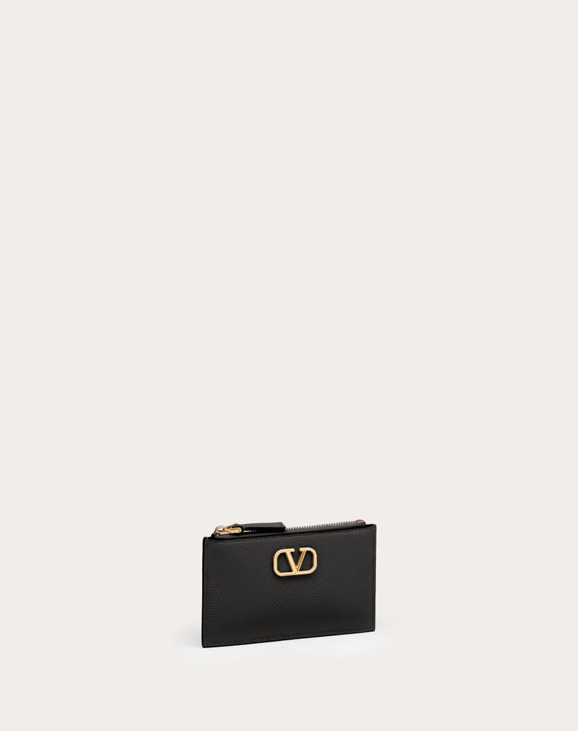 Valentino Handbags Portacarte Vlogo Signature In Vitello Granato per Donna in Nero | Valentino IT Vendita calda
