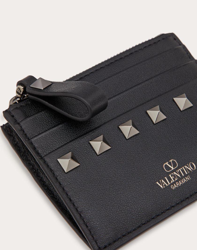 Valentino Handbags Portacarte Rockstud In Vitello Con Zip per Donna in Nero | Valentino IT Offerte esclusive
