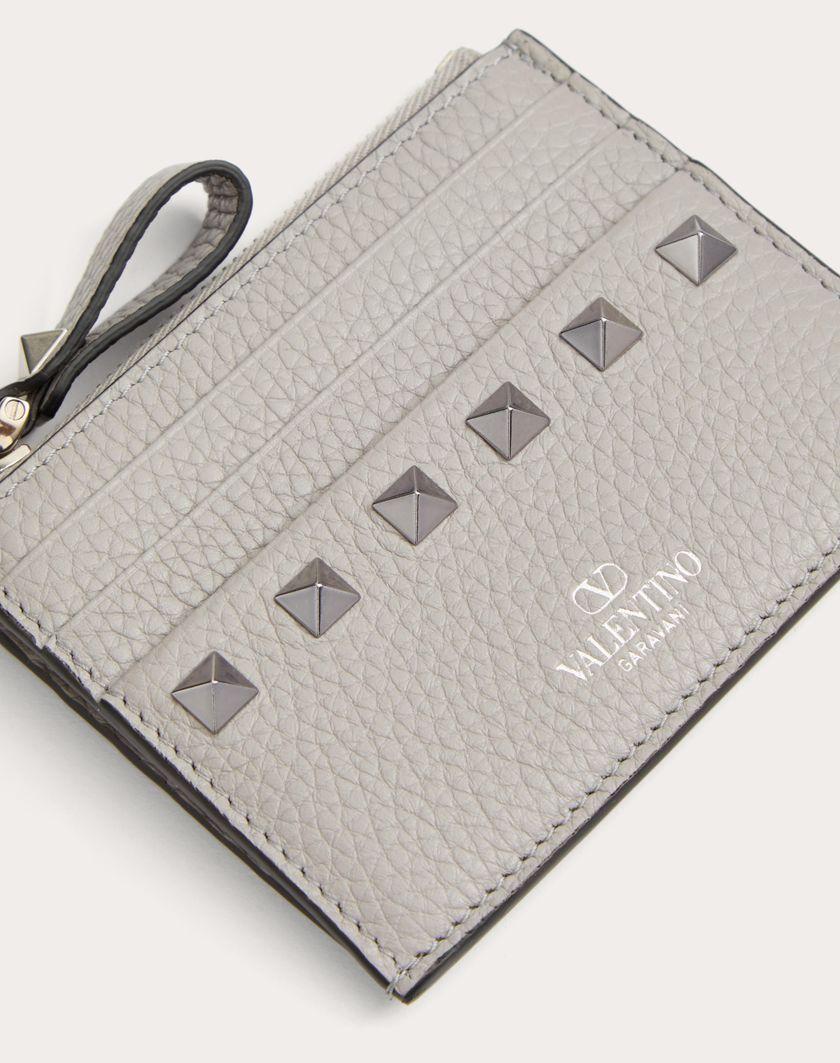 Valentino Handbags Portacarte Rockstud In Vitello Granato Con Zip per Donna in Grigio | Valentino IT Lightning offer