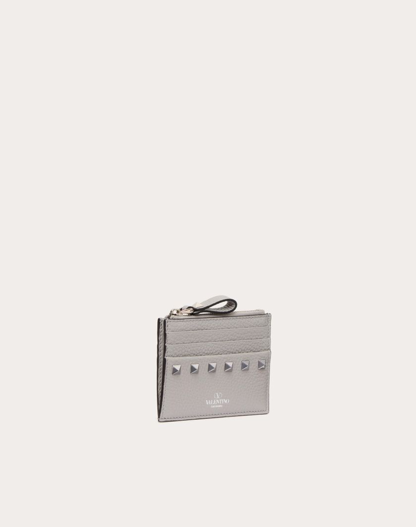 Valentino Handbags Portacarte Rockstud In Vitello Granato Con Zip per Donna in Grigio | Valentino IT Lightning offer