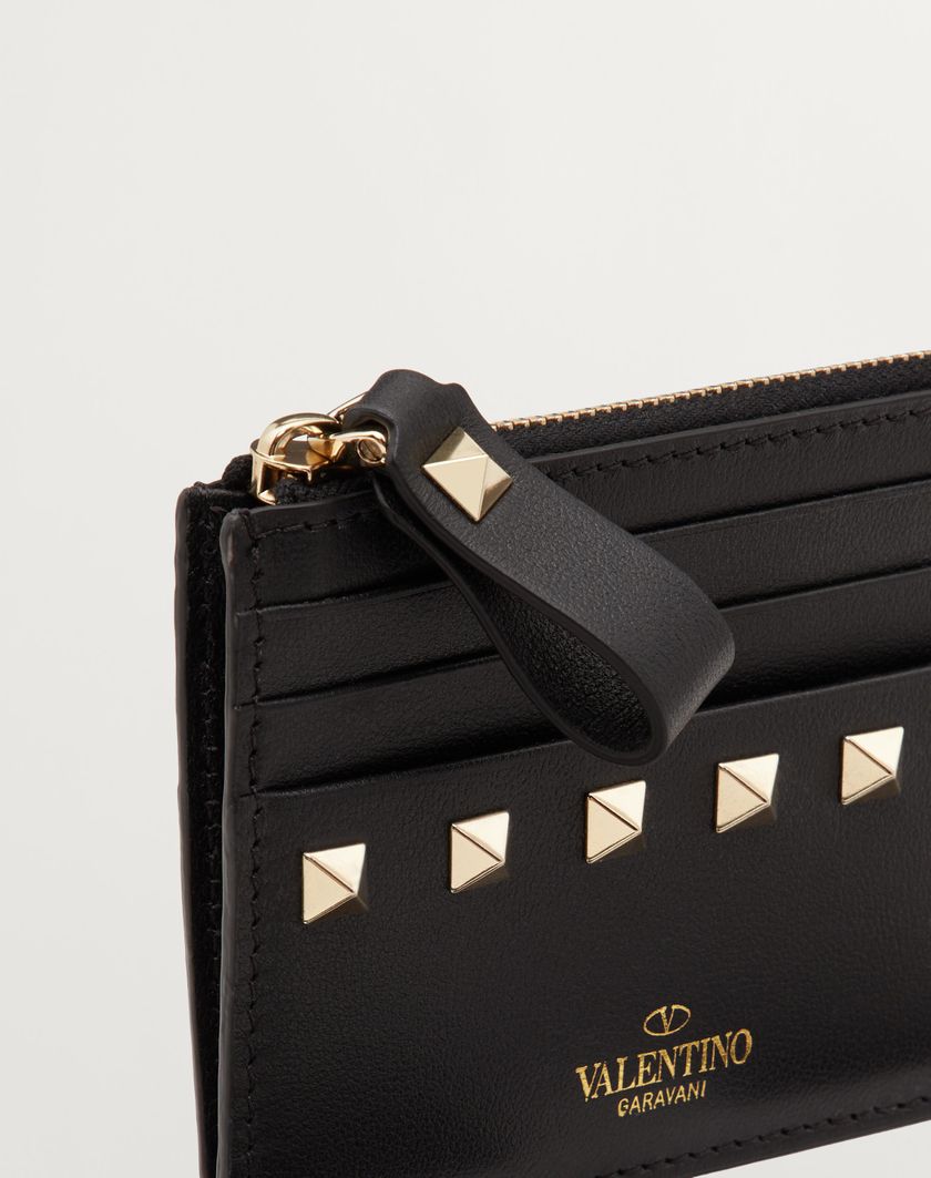 Valentino Handbags Portacarte Rockstud In Vitello Con Zip per Donna in Azzurro | Valentino IT Bestseller