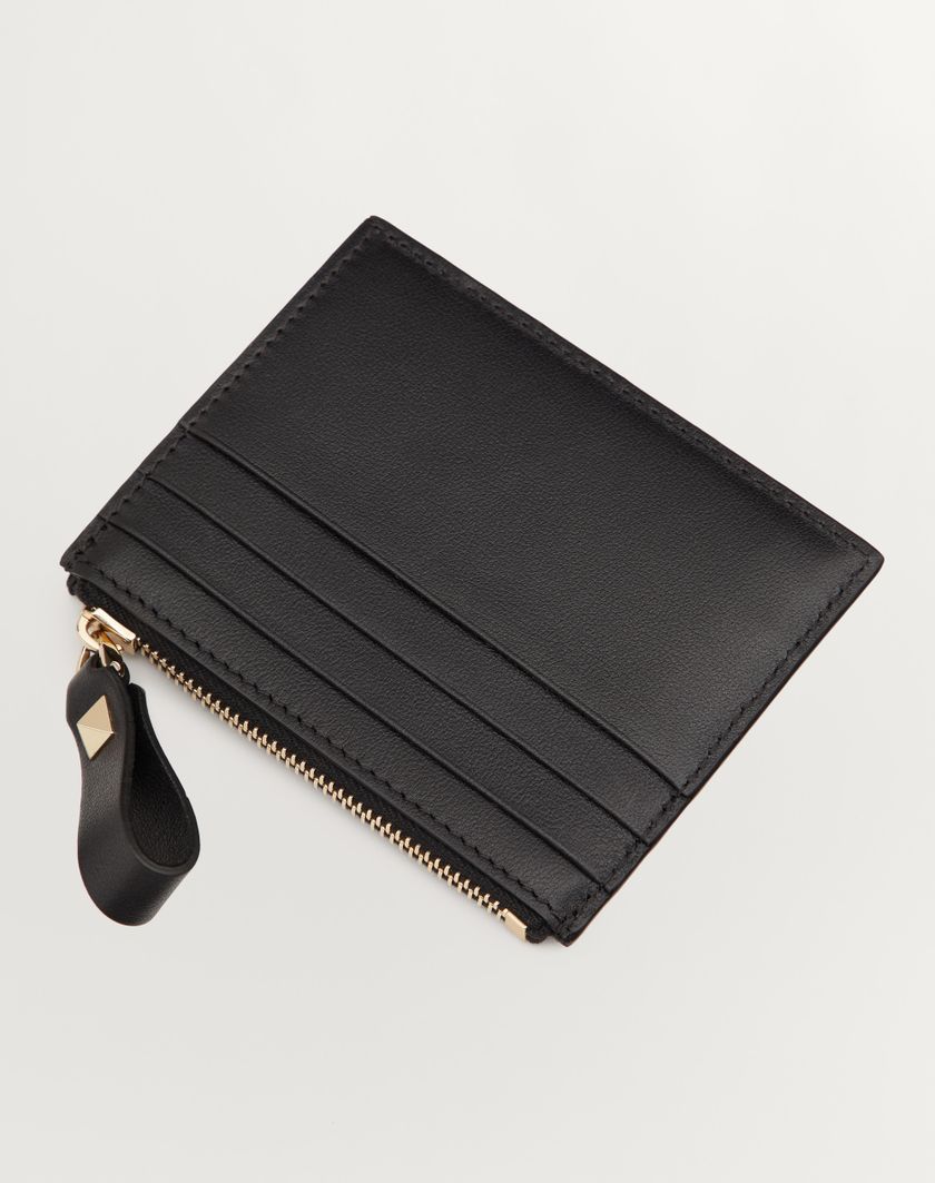 Valentino Handbags Portacarte Rockstud In Vitello Con Zip per Donna in Nero | Valentino IT Offerte stagionali