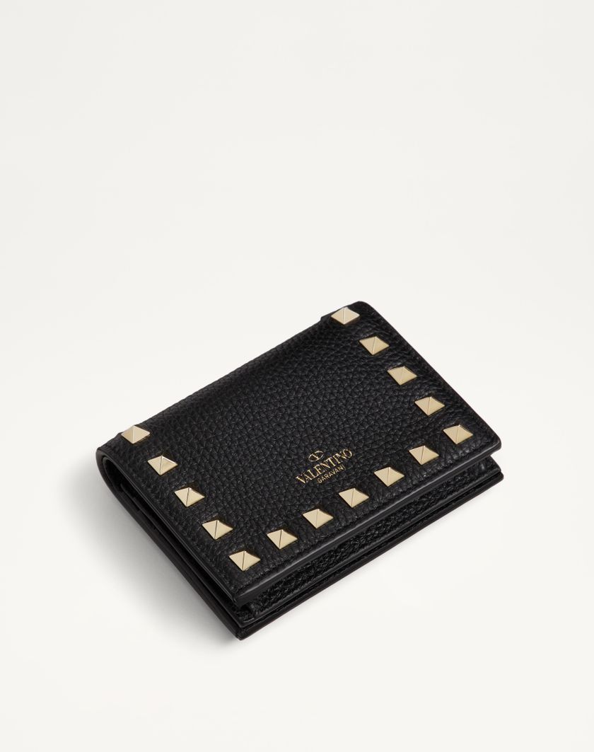 Valentino Handbags Portafoglio Piccolo Rockstud In Vitello Granato per Donna in Nero | Valentino IT Offerte speciali