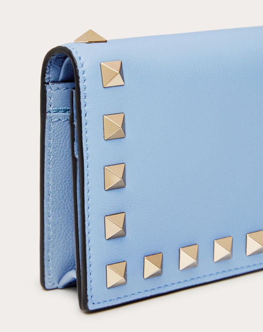 Valentino Handbags Portafoglio Piccolo Rockstud In Vitello per Donna in Azzurro | Valentino IT Sconti VIP