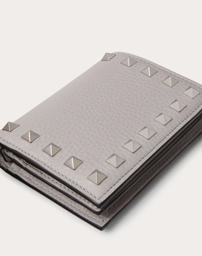 Valentino Handbags Portafoglio Piccolo Rockstud In Vitello Granato per Donna in Grigio | Valentino IT Prezzo basso