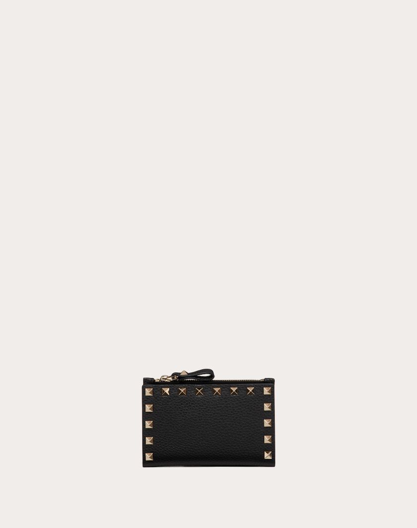 Valentino Handbags Portacarte Con Zip Rockstud In Vitello Granato per Donna in Rosso V. | Valentino IT
