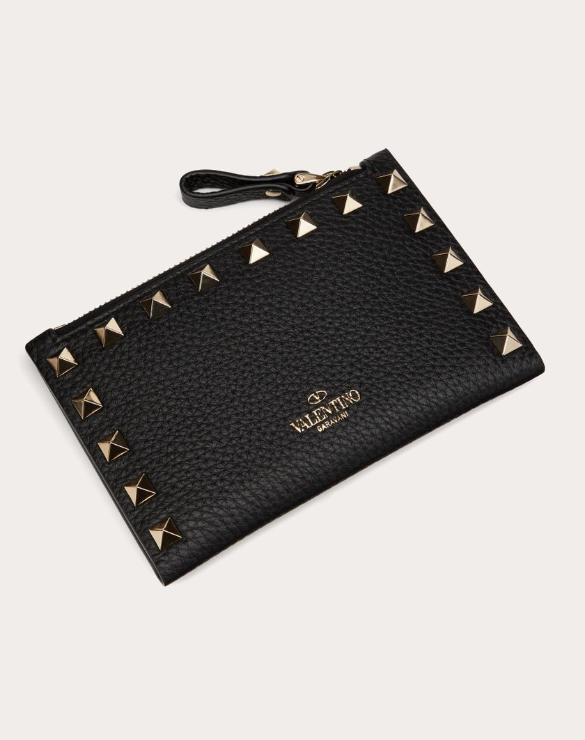 Valentino Handbags Portacarte Con Zip Rockstud In Vitello Granato per Donna in Poudre | Valentino IT Ritorno libero