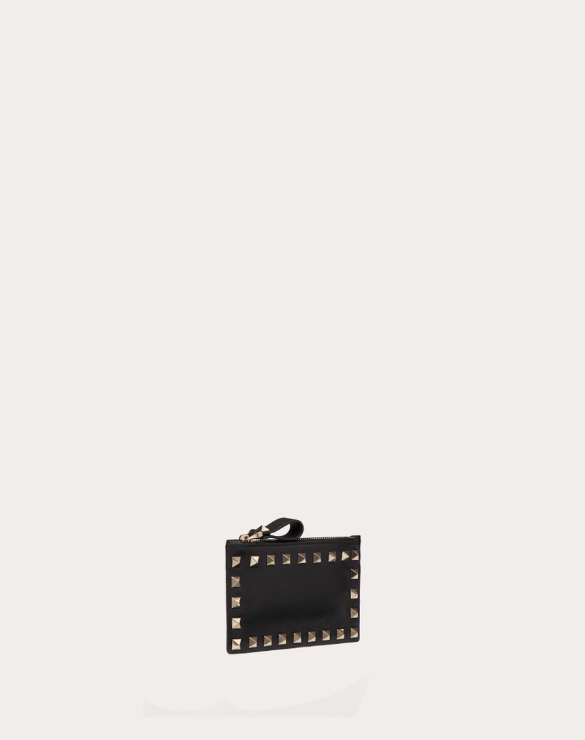 Valentino Handbags Portacarte Con Zip Rockstud In Vitello per Donna in Poudre | Valentino IT ACQUISTA ORA