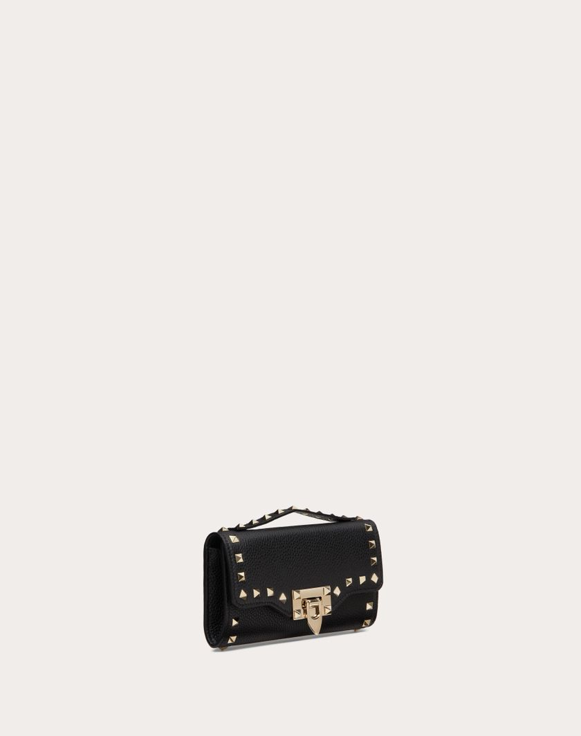 Valentino Handbags Portafoglio Con Catena Rockstud In Vitello Granato per Donna in Poudre | Valentino IT Promozione temporanea