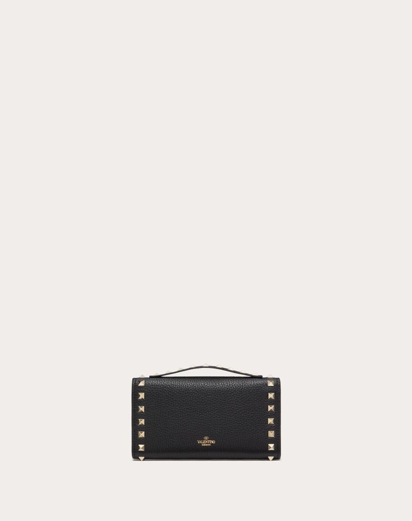 Valentino Handbags Portafoglio Con Catena Rockstud In Vitello Granato per Donna in Poudre | Valentino IT Promozione temporanea