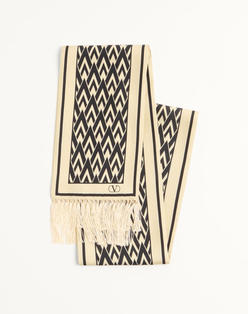 Valentino Handbags Scarf Bandeaux Toute La V In Seta per Donna in Avorio/nero | Valentino IT Limitato a 3 giorni