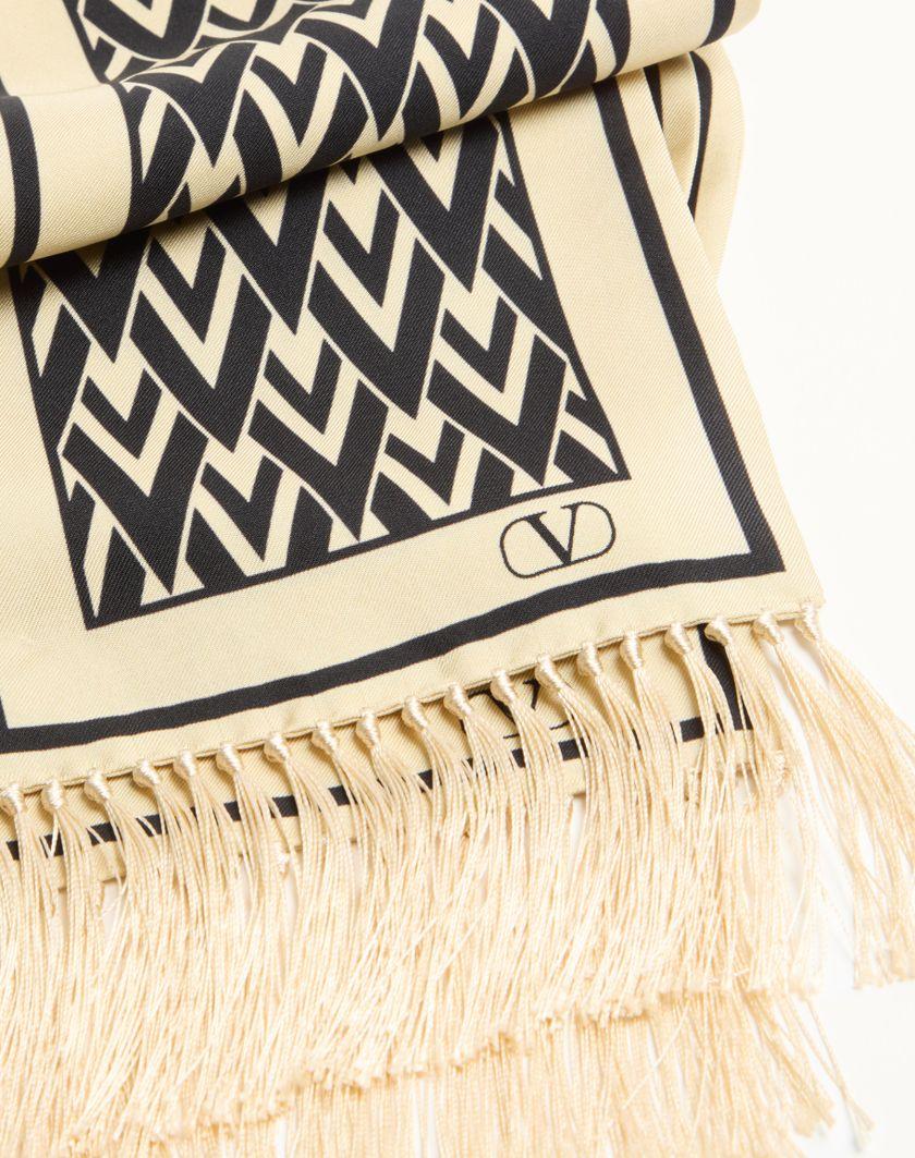 Valentino Handbags Scarf Bandeaux Toute La V In Seta per Donna in Avorio/nero | Valentino IT Limitato a 3 giorni