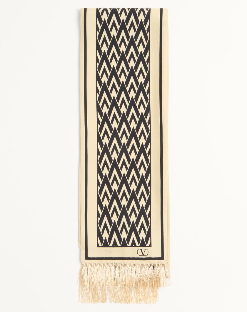 Valentino Handbags Scarf Bandeaux Toute La V In Seta per Donna in Avorio/nero | Valentino IT Limitato a 3 giorni
