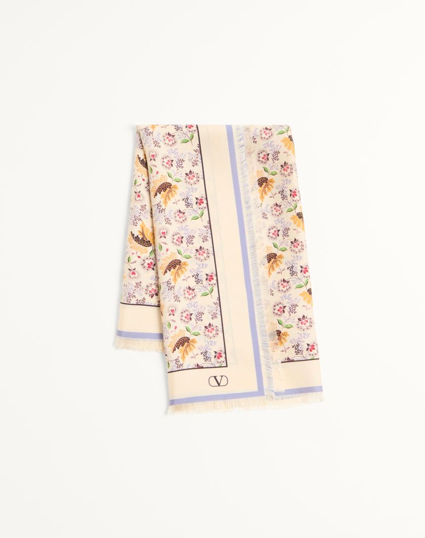 Valentino Handbags Foulard Papier Floral In Seta per Donna in Lilla | Valentino IT Black Friday Prezzi