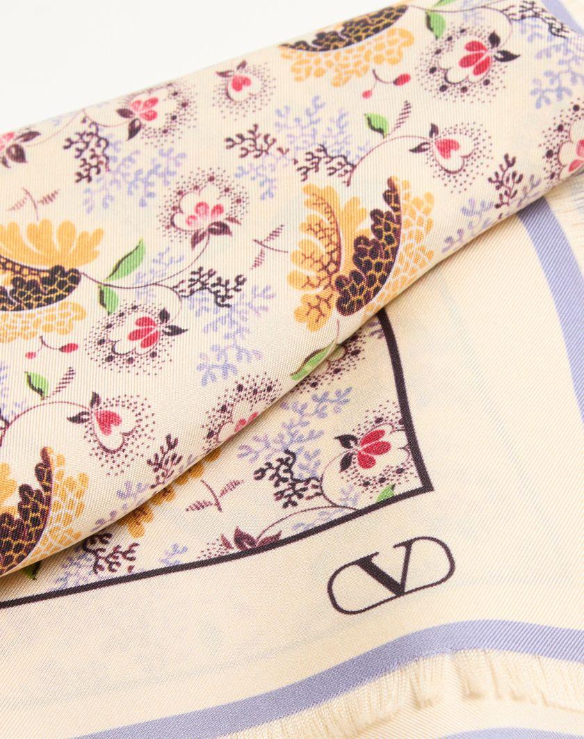 Valentino Handbags Foulard Papier Floral In Seta per Donna in Lilla | Valentino IT Black Friday Prezzi