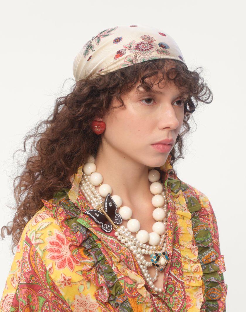 Valentino Handbags Foulard Papier Floral In Seta per Donna in Avorio/marrone | Valentino IT In vendita