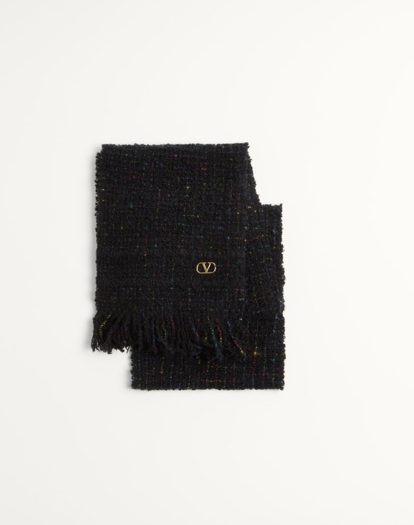 Valentino Handbags Sciarpa Vlogo Signature In Lana E Cachemire per Donna in Nero/oro | Valentino IT 50% di sconto per tempo limitato