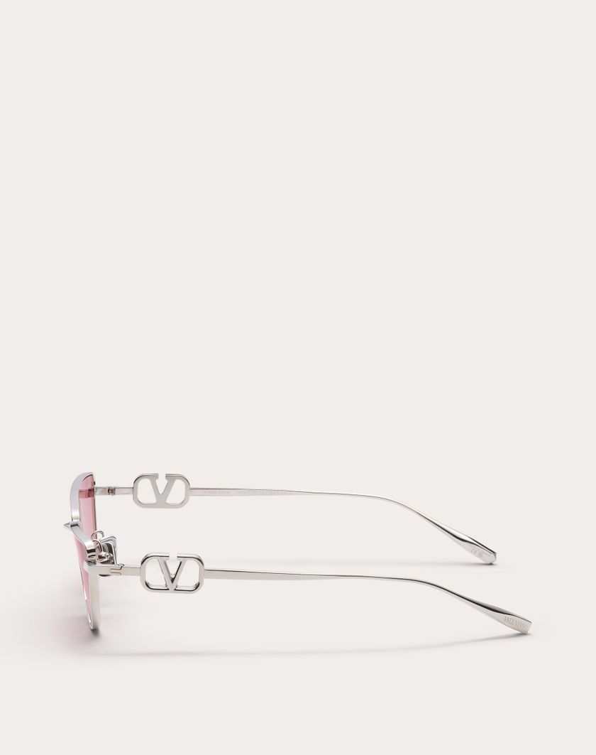 Valentino Handbags Vlogo Sign Occhiale Cat-eye In Titanio in Bordeaux | Valentino IT Italy
