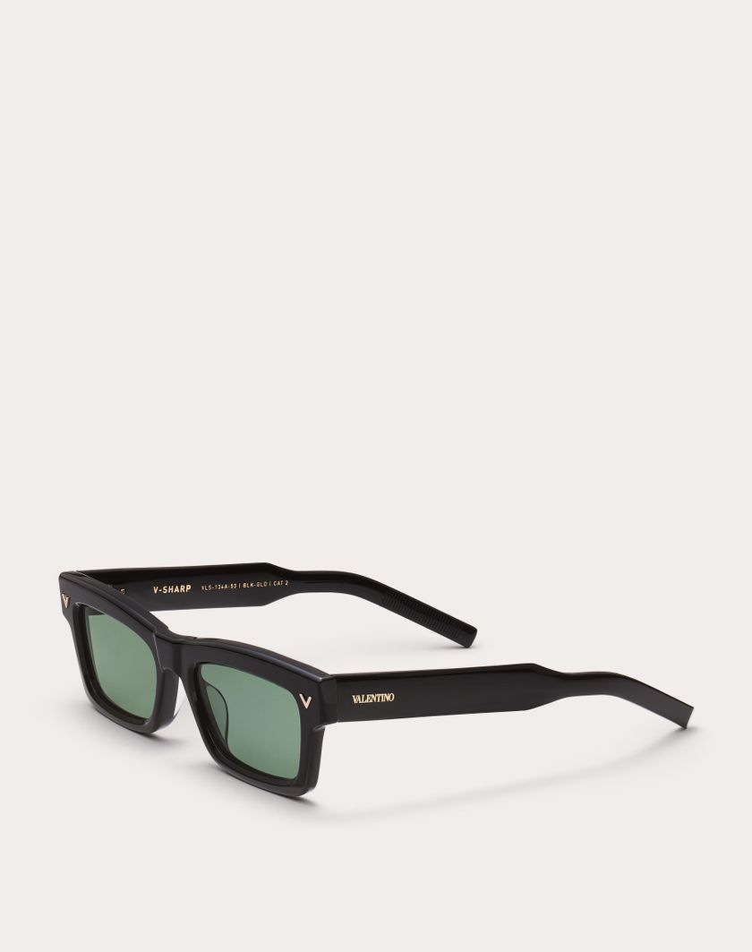 Valentino Handbags V-sharp Occhiale Rettangolare In Acetato in Verde Scuro | Valentino IT Nuovo