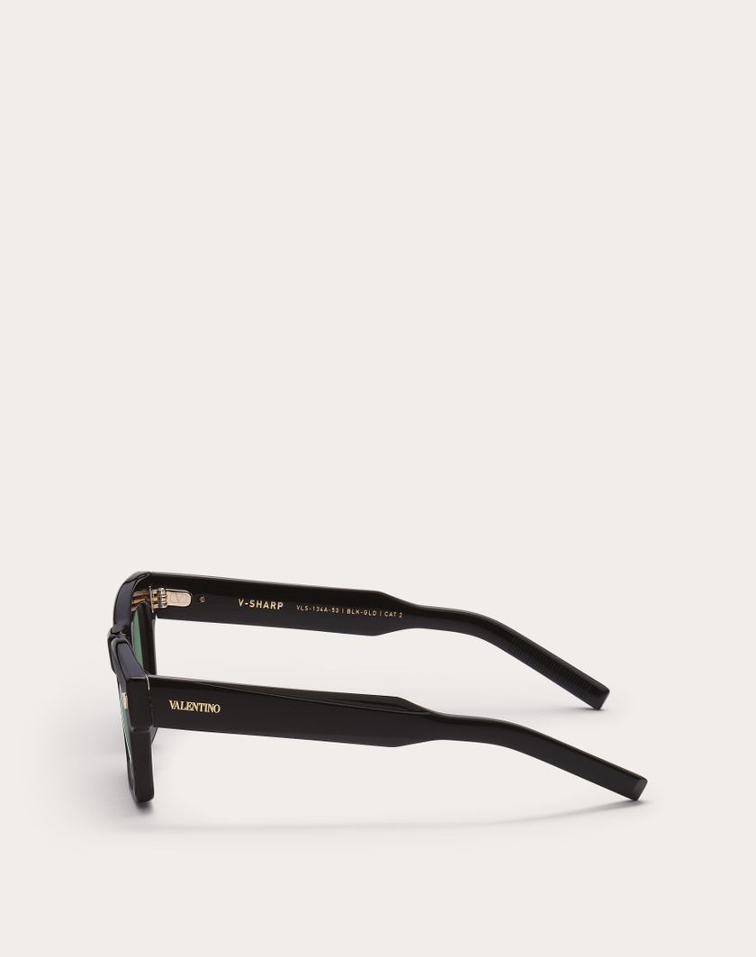 Valentino Handbags V-sharp Occhiale Rettangolare In Acetato in Verde Scuro | Valentino IT Nuovo