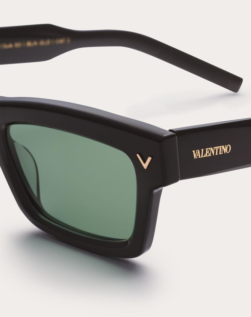 Valentino Handbags V-sharp Occhiale Rettangolare In Acetato in Verde Scuro | Valentino IT Nuovo