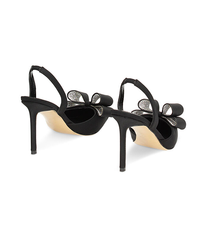 Valerio 1966 Décolleté slingback nera in lycra tacco 9 5 cm | Valerio 1966 Vendita Economica