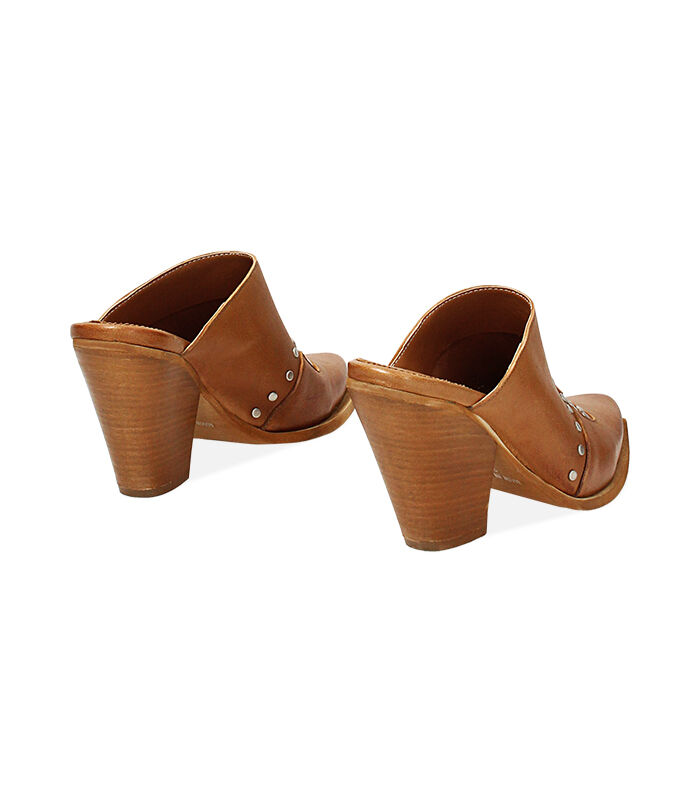 Valerio 1966 WOMEN SHOES SABOT LEATHER COGN In Vendita