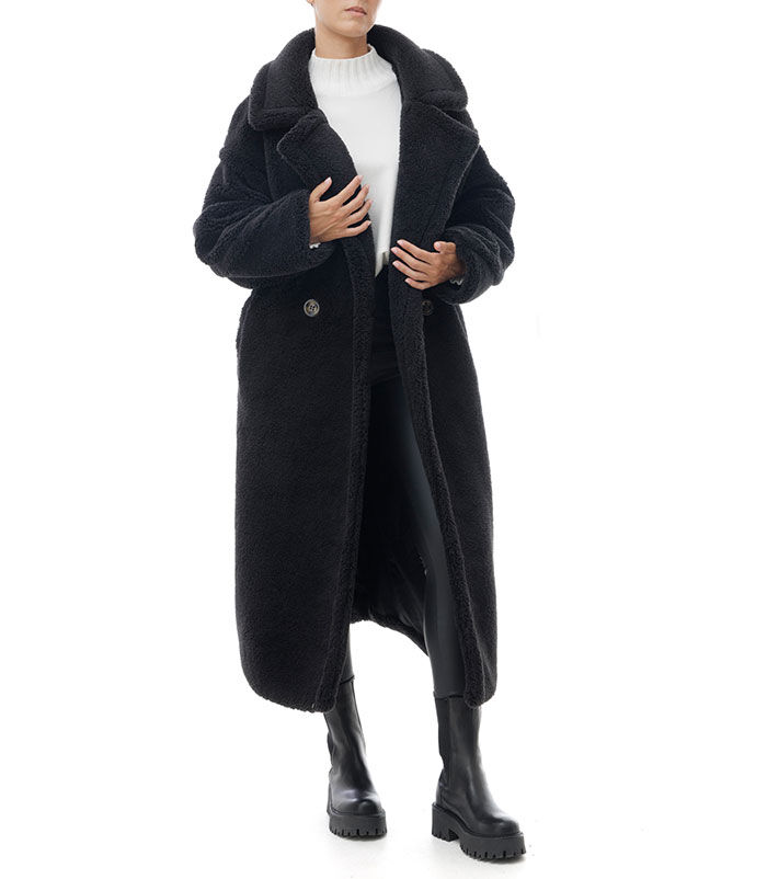 Valerio 1966 Cappotto teddy lungo nero | Valerio 1966 Shopping Online