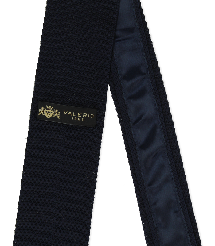 Valerio 1966 Cravatta blu in cotone con fondo dritto uomo | Valerio 1966 Online