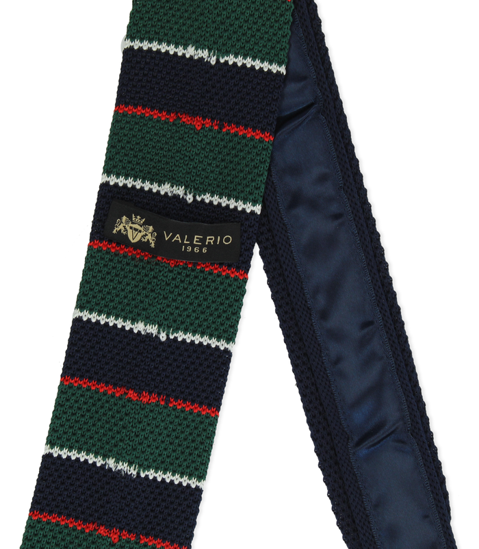 Valerio 1966 Cravatta blu rigata in cotone con fondo dritto uomo | Valerio 1966 Offerte