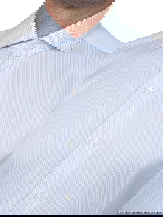 Xacus Camicia Xacus Rigata Tessuto Thomas Mason Bianco Saldi