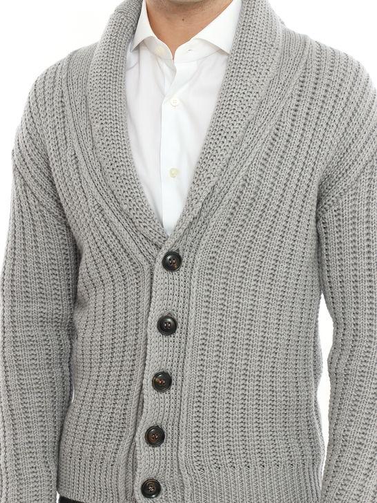 Rakki Cardigan Rakkì Collo Sciallato Grigio Prezzo Ridotto